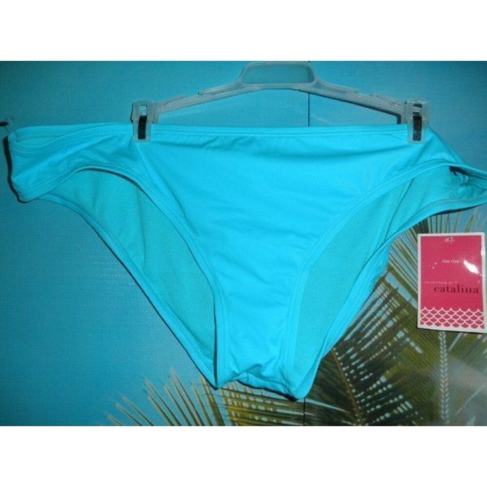 NEW CATALINA SWIMWEAR BIKINI BOTTOMS LOW RISE SIZE XL (16-18) SPLENDOR, AQUA